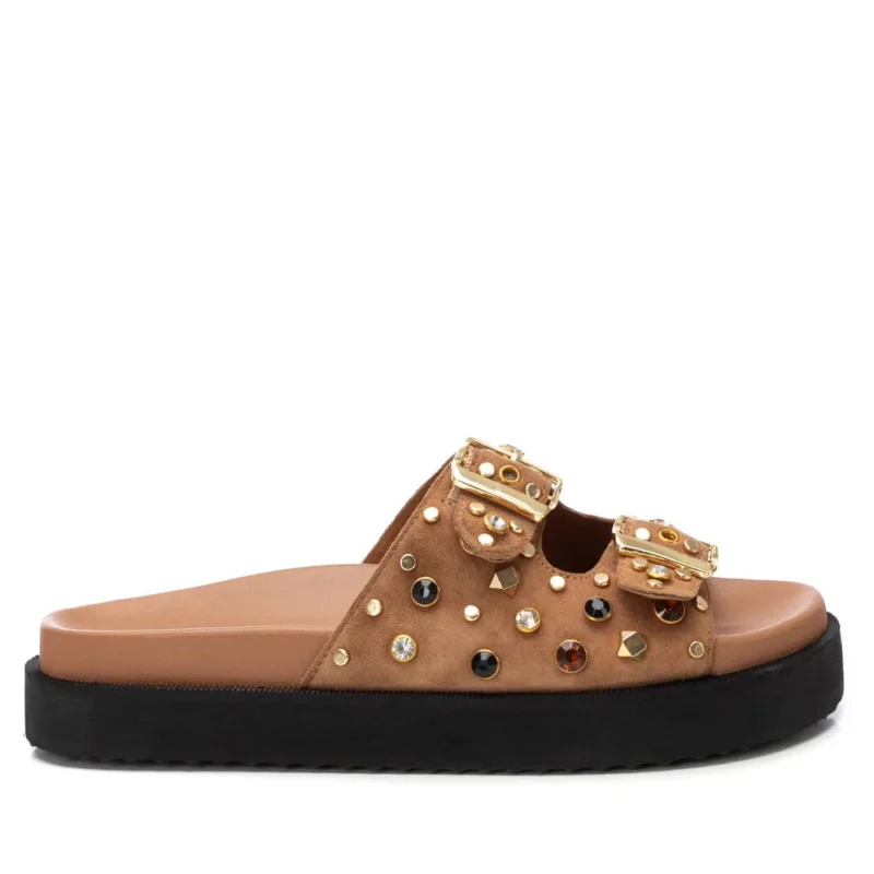 Carmela Δερμάτινα Flatforms κάμελ 162401