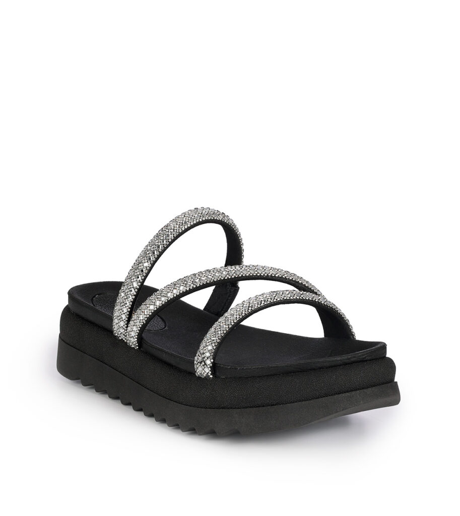 Pegada Γυναικεία Flatform Sandals Cristal μαύρο/ασημί 234454