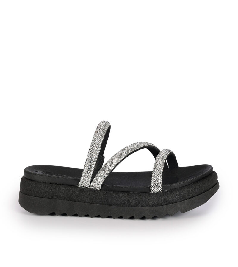 Pegada Γυναικεία Flatform Sandals Cristal μαύρο/ασημί 234454
