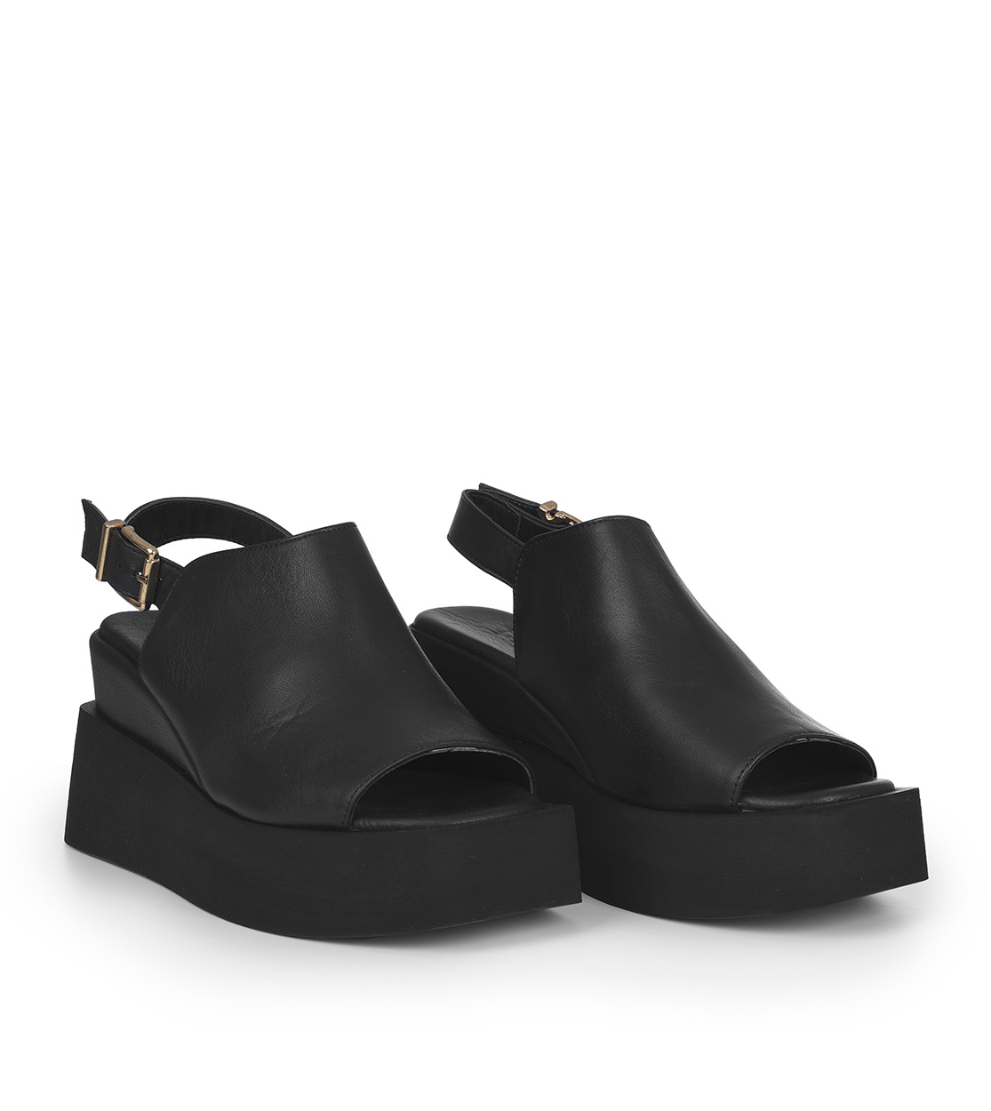 Mago γυναικεία platforms δερμάτινα μαύρο 13826718